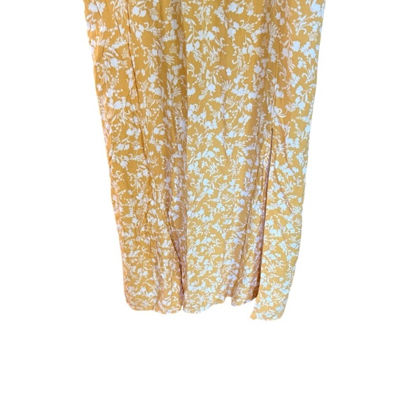 Old Navy Women L Yellow Floral Maxi Slip Cottage Core Boho Romantic Slit Dress - Picture 7 of 13